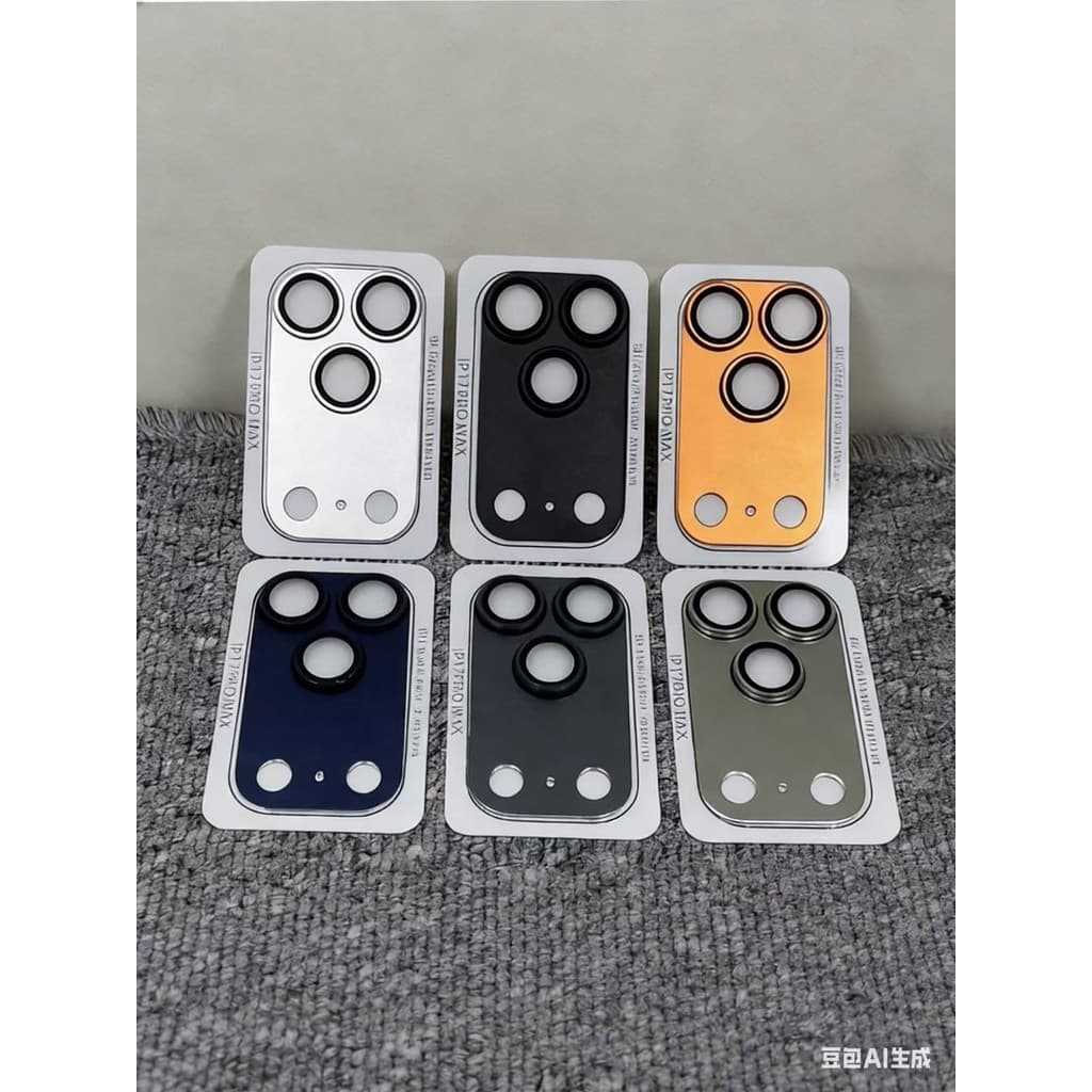 Película de Câmera Lisa P/Iphone17/17Air/17Pro/17 ProMax Vidro Temperado com Aro Metálico Total