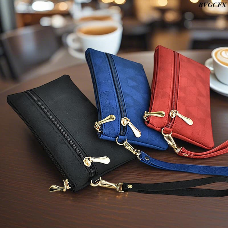 Bolsa Feminina Vintage Moda Multi-Divisão Zíper Saco Multifuncional Carteira Com Para Mulher