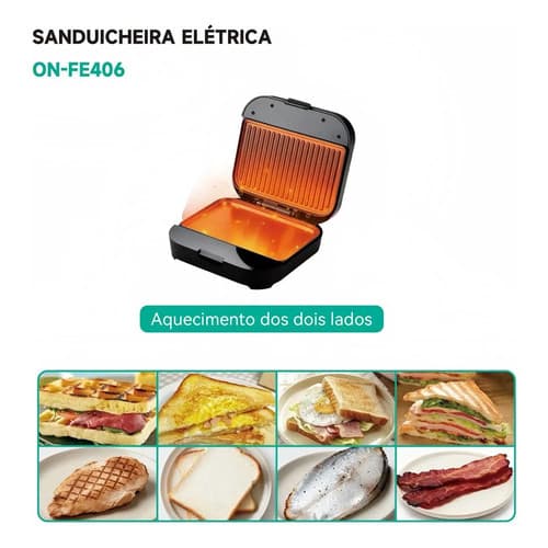 Sanduicheira Eletrica Onistek 800w Aquecimento Rapido Preto 110v ou  220v