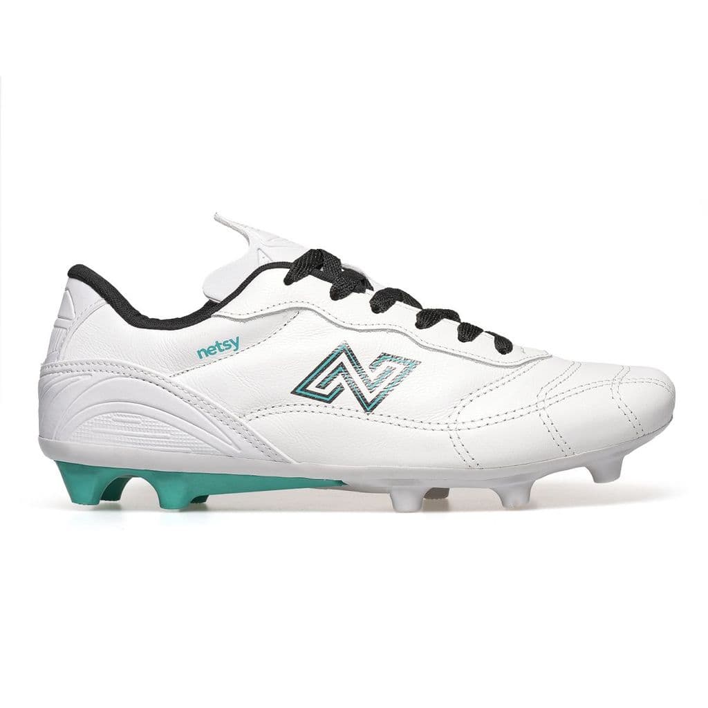 Chuteira Campo Couro Legítimo Masculina Trava PVC Futebol Gramado Netsy Branco Preto Vermelho