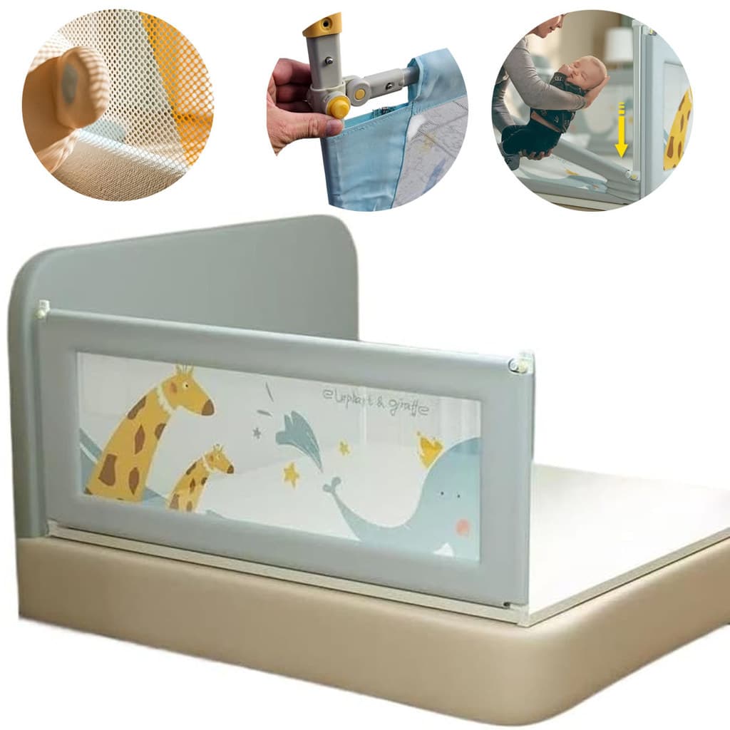 Grade de Cama Infantil Barreira Anti Queda Tela Segurança para Bebês