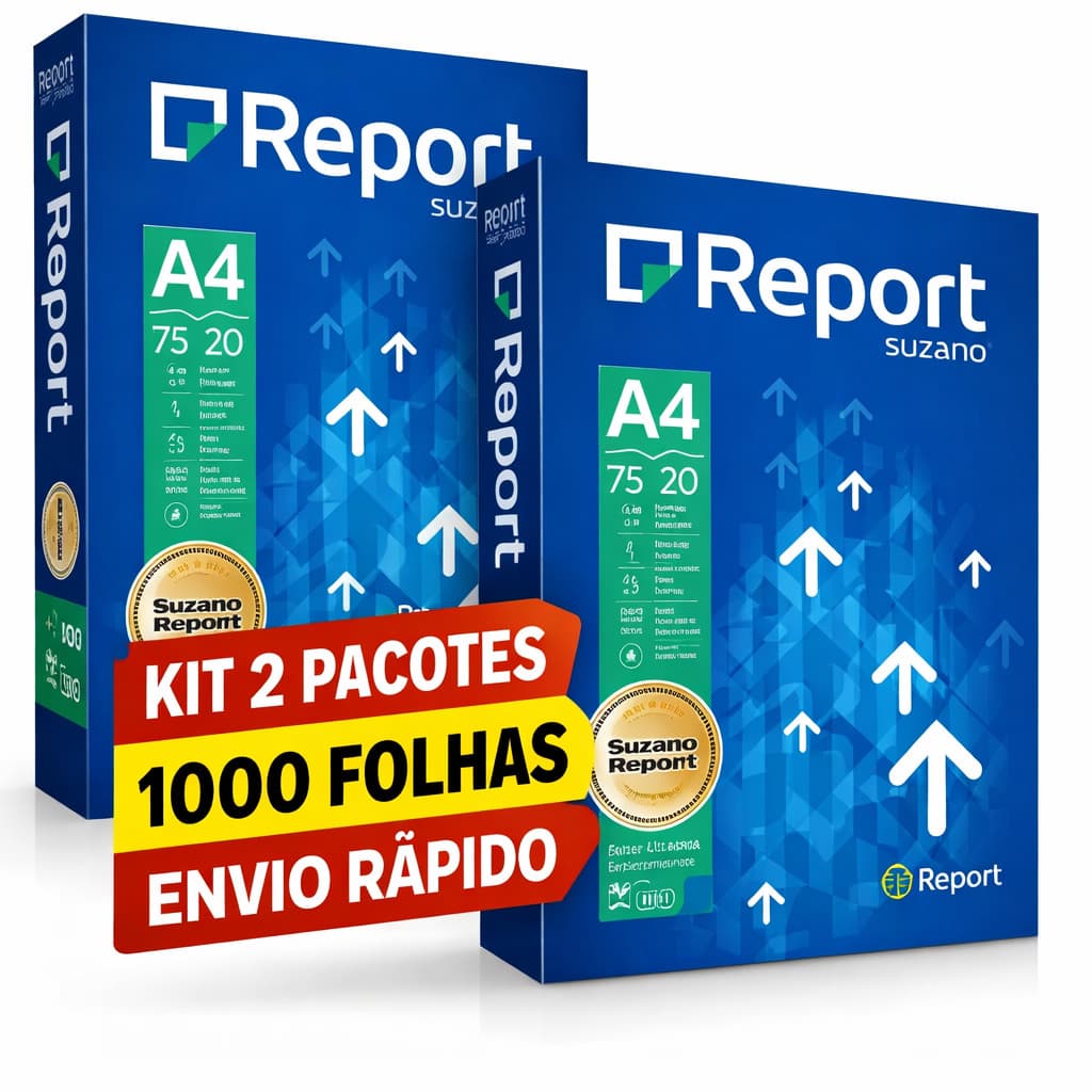 Papel Sulfite A4 75g Suzano Report 1000 Folhas KIT 2 Pacotes Branco | Envio Rápido