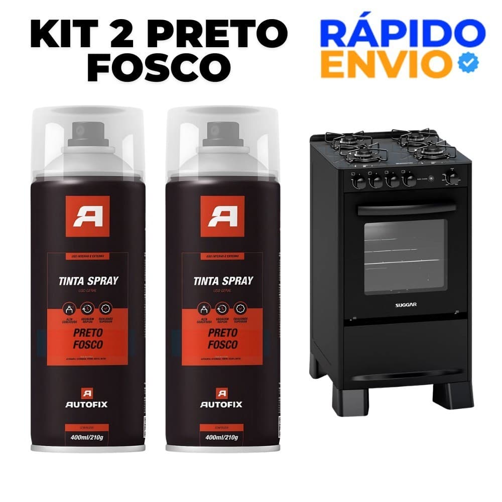 Kit 2 Tinta Spray Uso Geral 400ml - Preto Fosco  Imperdível