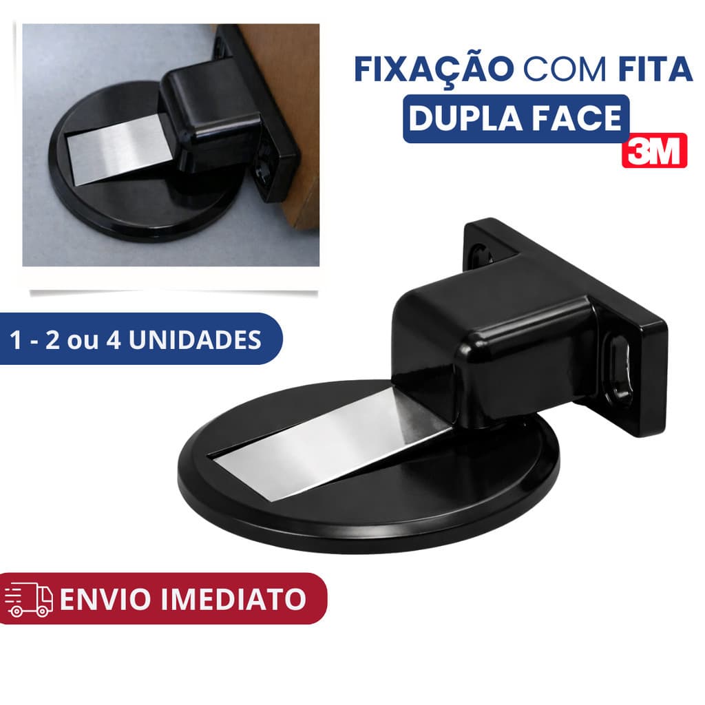 Prendedor Trava de Porta Magnético Slim Preto
