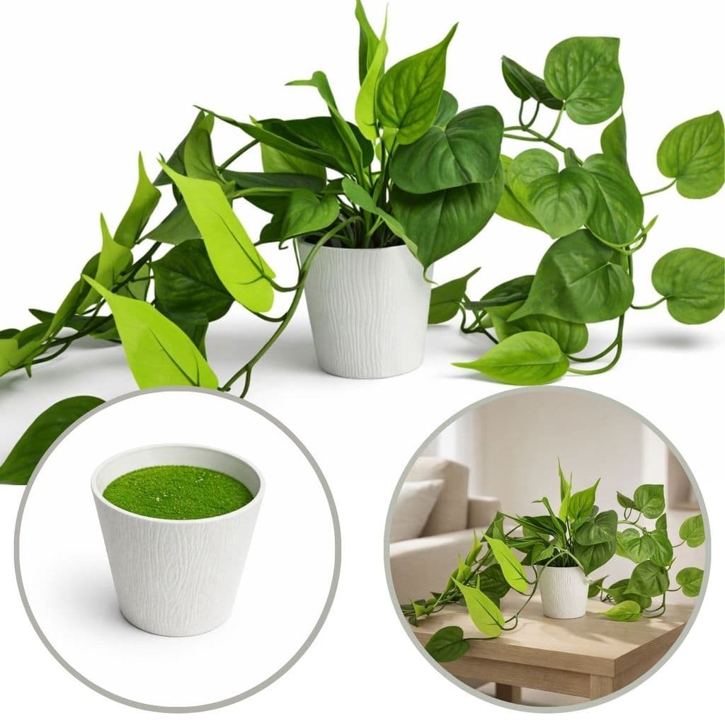 Pendente Jiboia Kit com 2 Pendentes Decoração Luxo Premium Folhagem Artificial Realista com Vaso