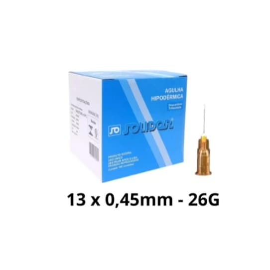 Agulha Hipódermica Marrom 13x0,45mm C/ 100 Unidades - Solidor
