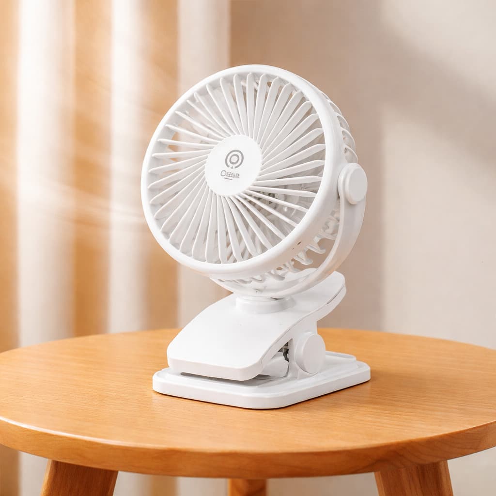 Ventilador Portátil Clip para Mesa Recarregável 3 Velocidades Silencioso Compacto