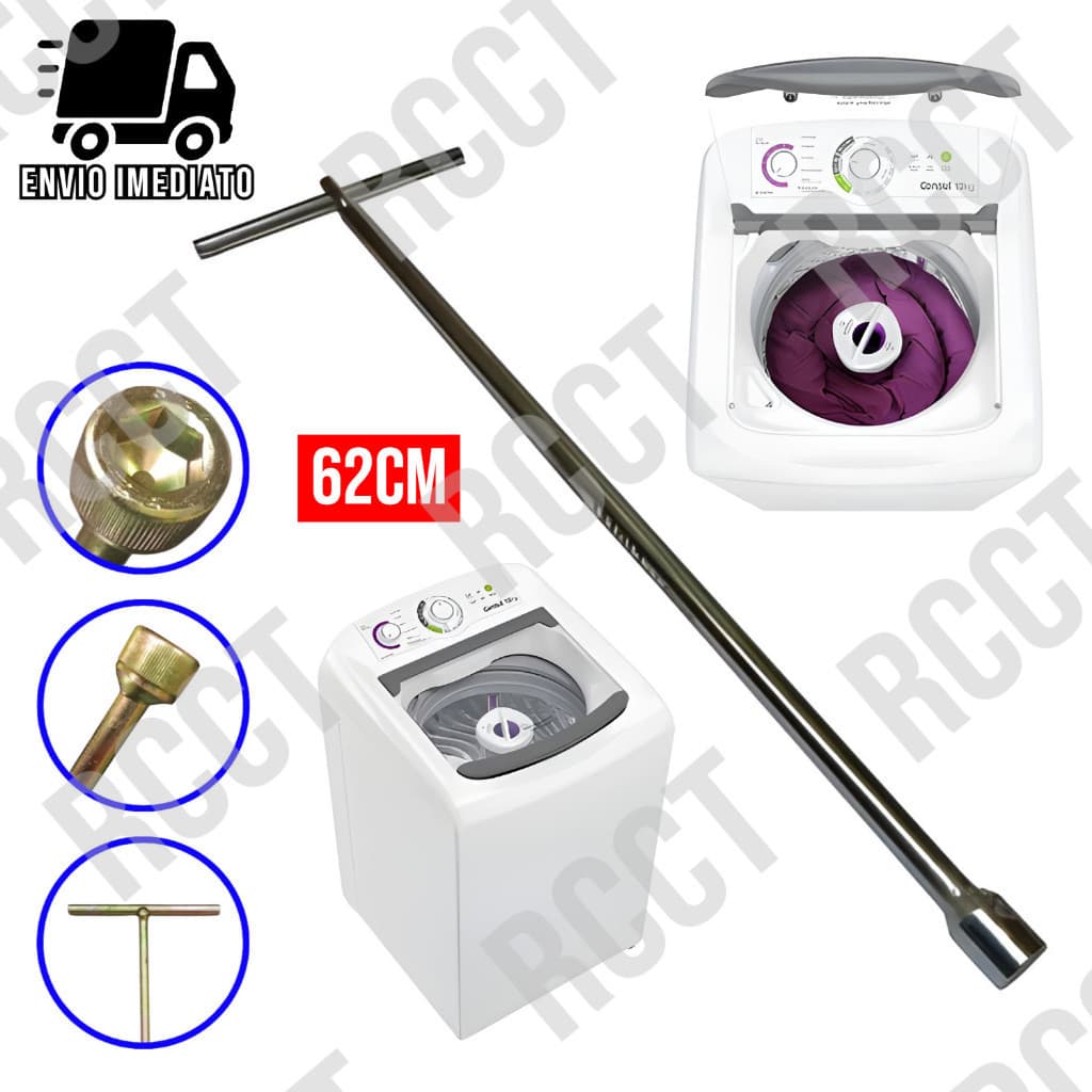 Chave T 10mm Longa 62cm para Maquina de Lavar Agitador Brastemp Electrolux