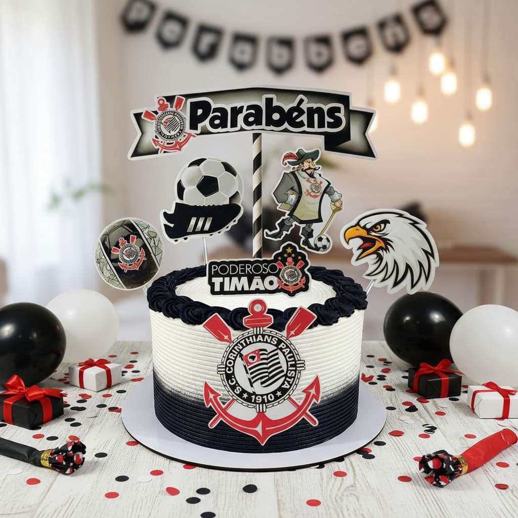 Topo De Bolo Corinthians - 7 Unidades Shop Da Cris