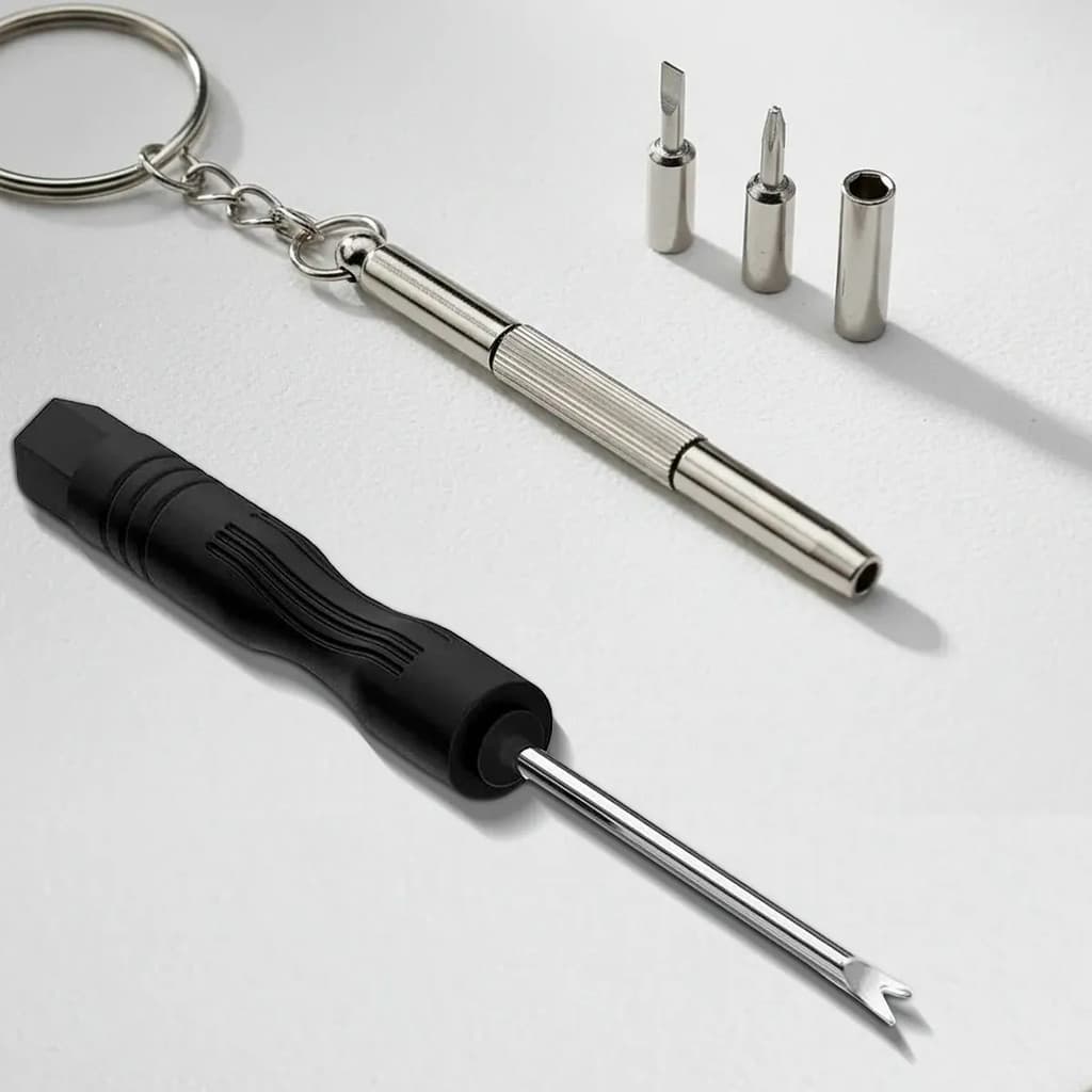 Kit Relojoeiro 2x Chaves Para Retirada Pinos E Parafusos De Relógio Chave 3 em 1 Fenda Philips Hexagonal e Chave Garfo