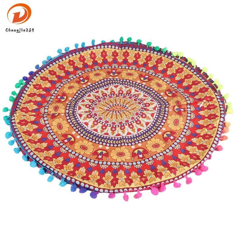 [Novo C] Capa De Almofadas Boêmias Redondas Com Mandala Indiana 13