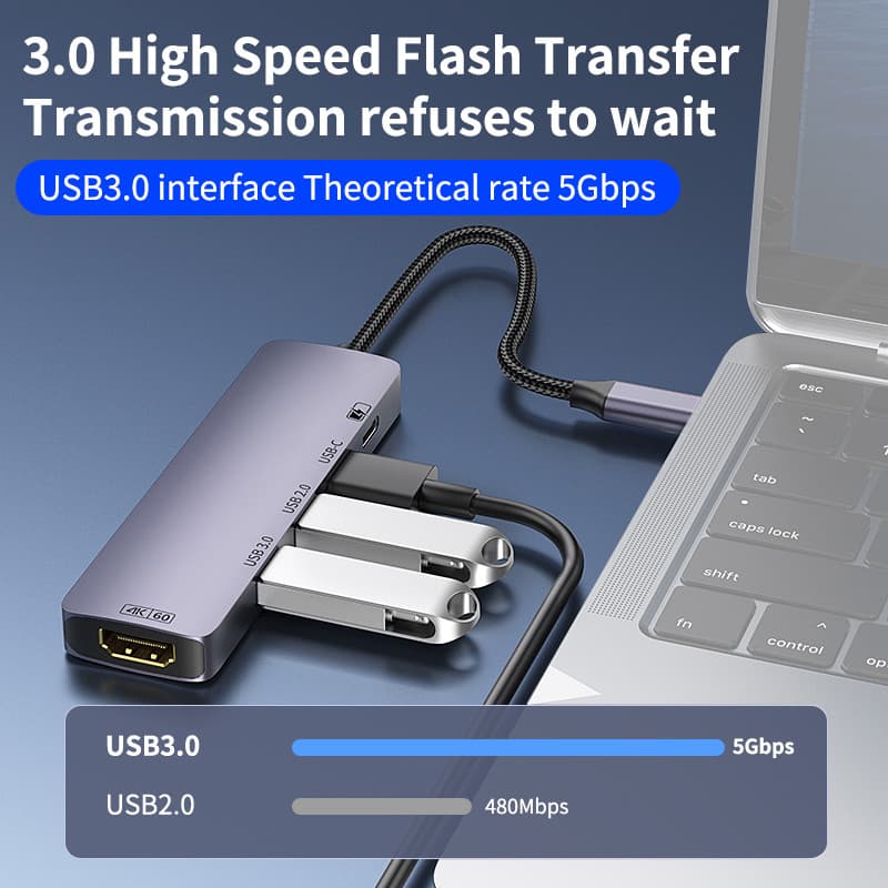 Estação De Acoplamento Tipo C HDMI De Alta Definição 4K60 Conversão De Projeção USB 3.0 Splitter Hub Notebook