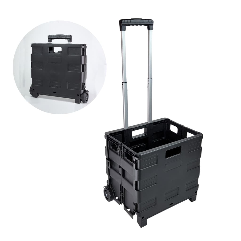 Carrinho de Compras Multiuso Dobrável Suporta 25Kg Guarda Dentro Mala Do Carro