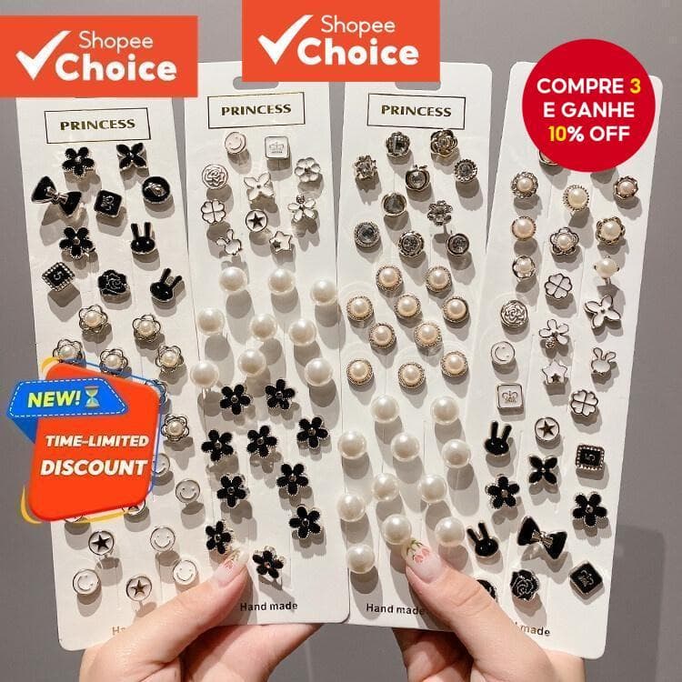 10 Pçs Pérola Strass Broche Pinos Para Camisa Feminina Botões De Pressão Anti Exposição Abotoaduras Roupas Decoração
