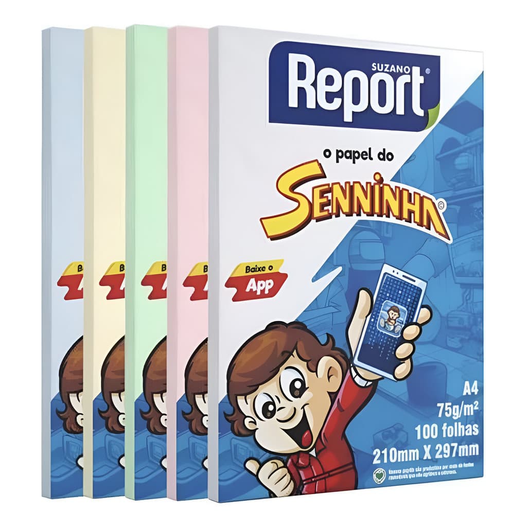 Papel Sulfite Senninha A4 Colorido Branco Pacote 100 Folhas
