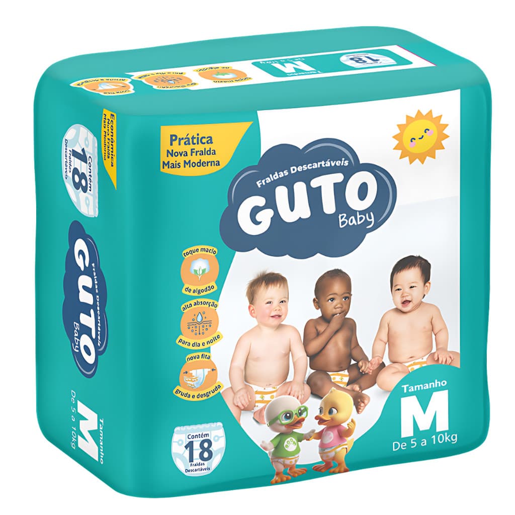 Fralda Infantil Guto Baby M 18 Unidades - Entrega Rápida