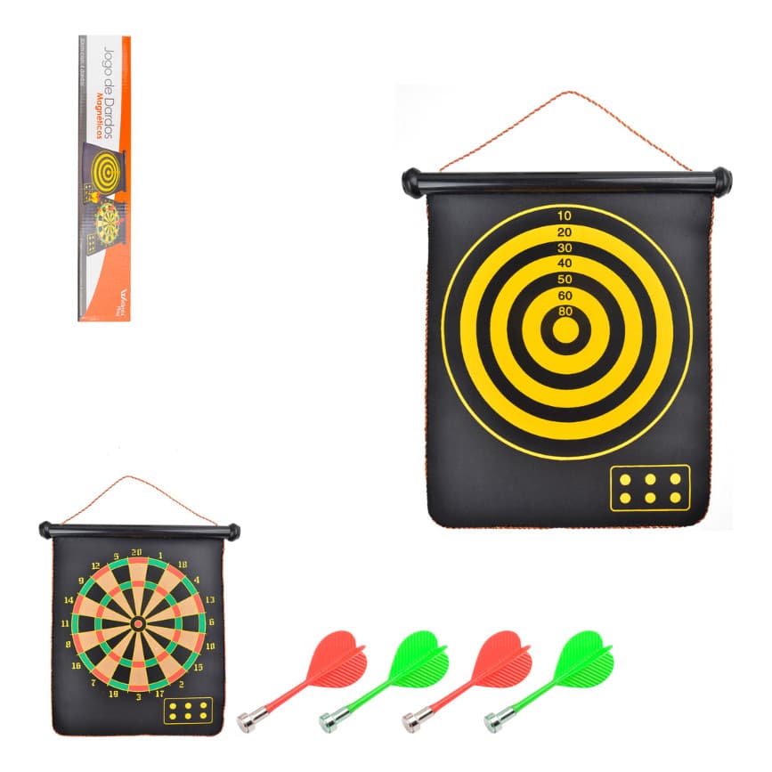 Jogo de Dardos Tiro ao Alvo Dupla Face Magnéticos 6 dardos