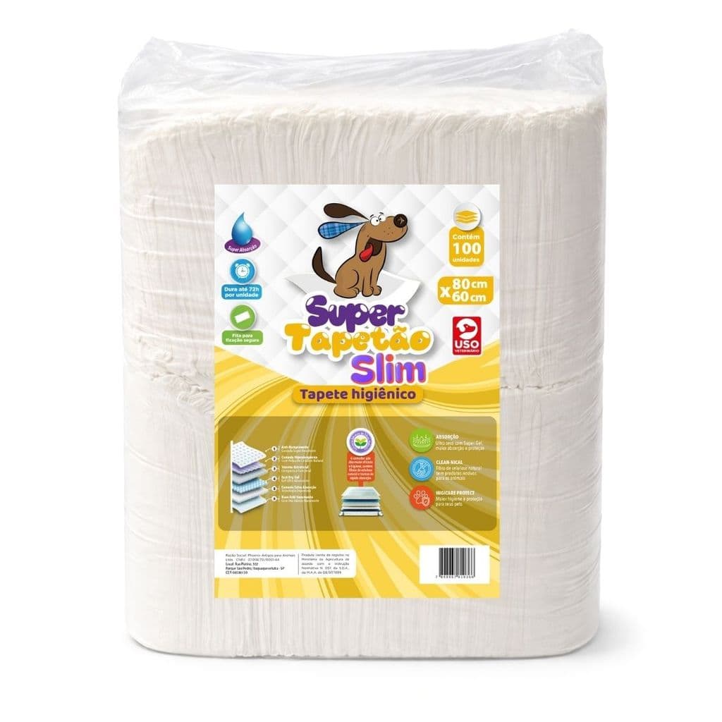 Tapete Higiênico Cachorro Super Tapetão Slim 80x60 - 100 Un.