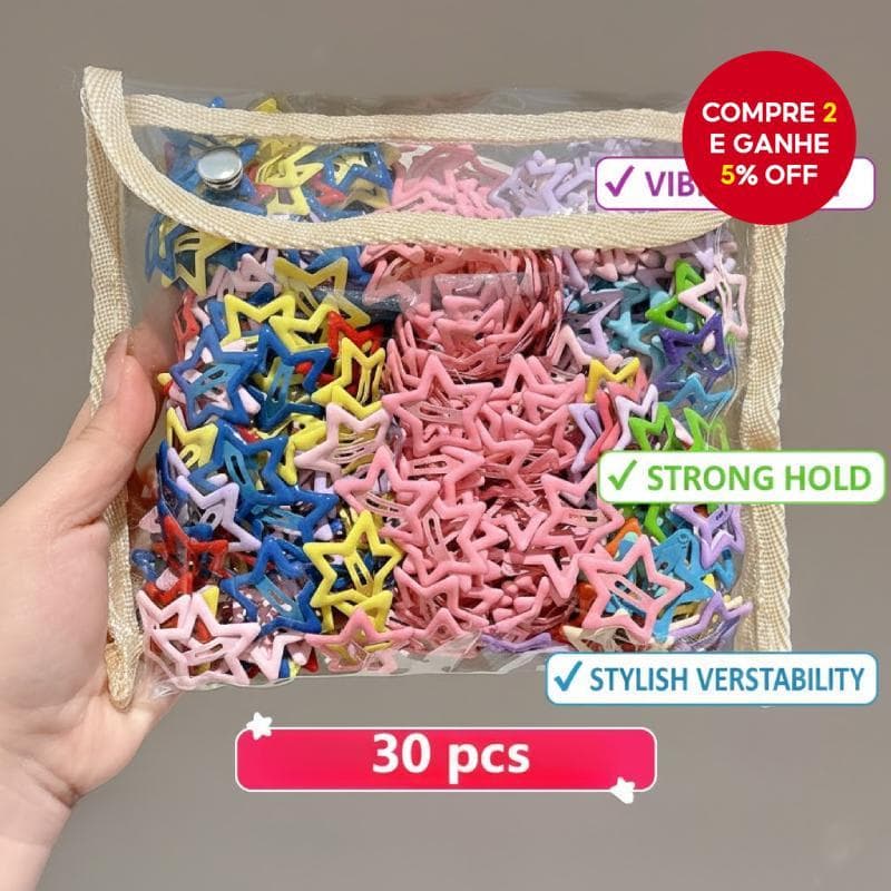 Grampos De Cabelo Coloridos Estrela Meninas Mulheres Festa Snap BB Pinos Presente De Feriado