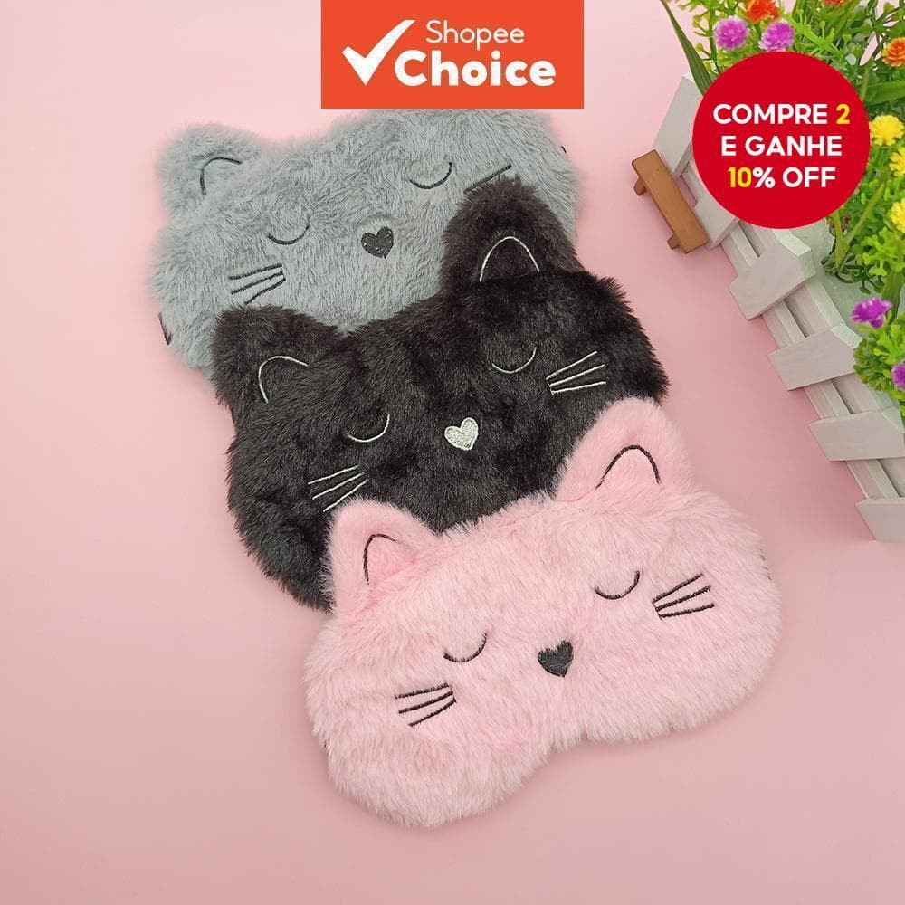 Máscara De Dormir De Gato Fofo – Olhos Com Contorno 3D , Venda Blackout Ultramacia Para Viagens E Cochilos