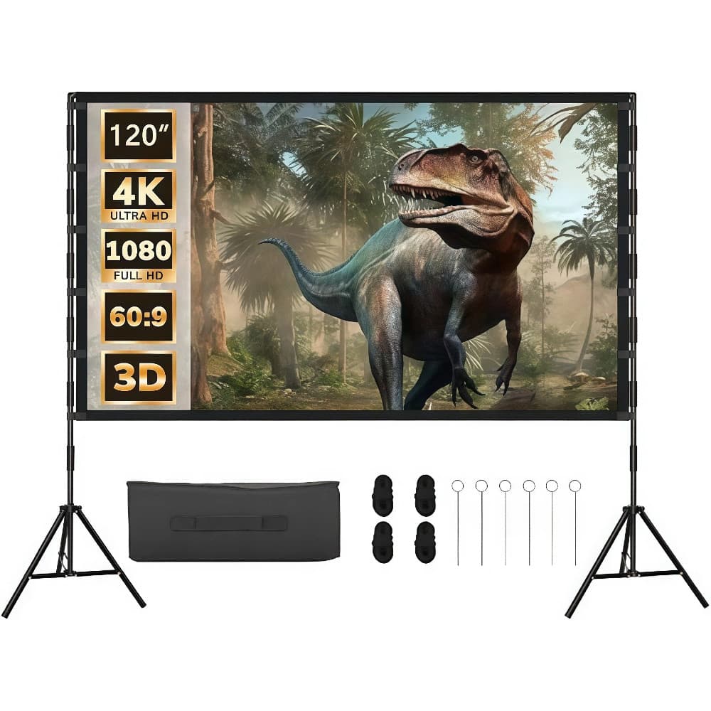 Tela do Projetor 120 Polegadas, Tela de Projeção Portátil 16:9 4K HD Traseira de Projeção de Filmes