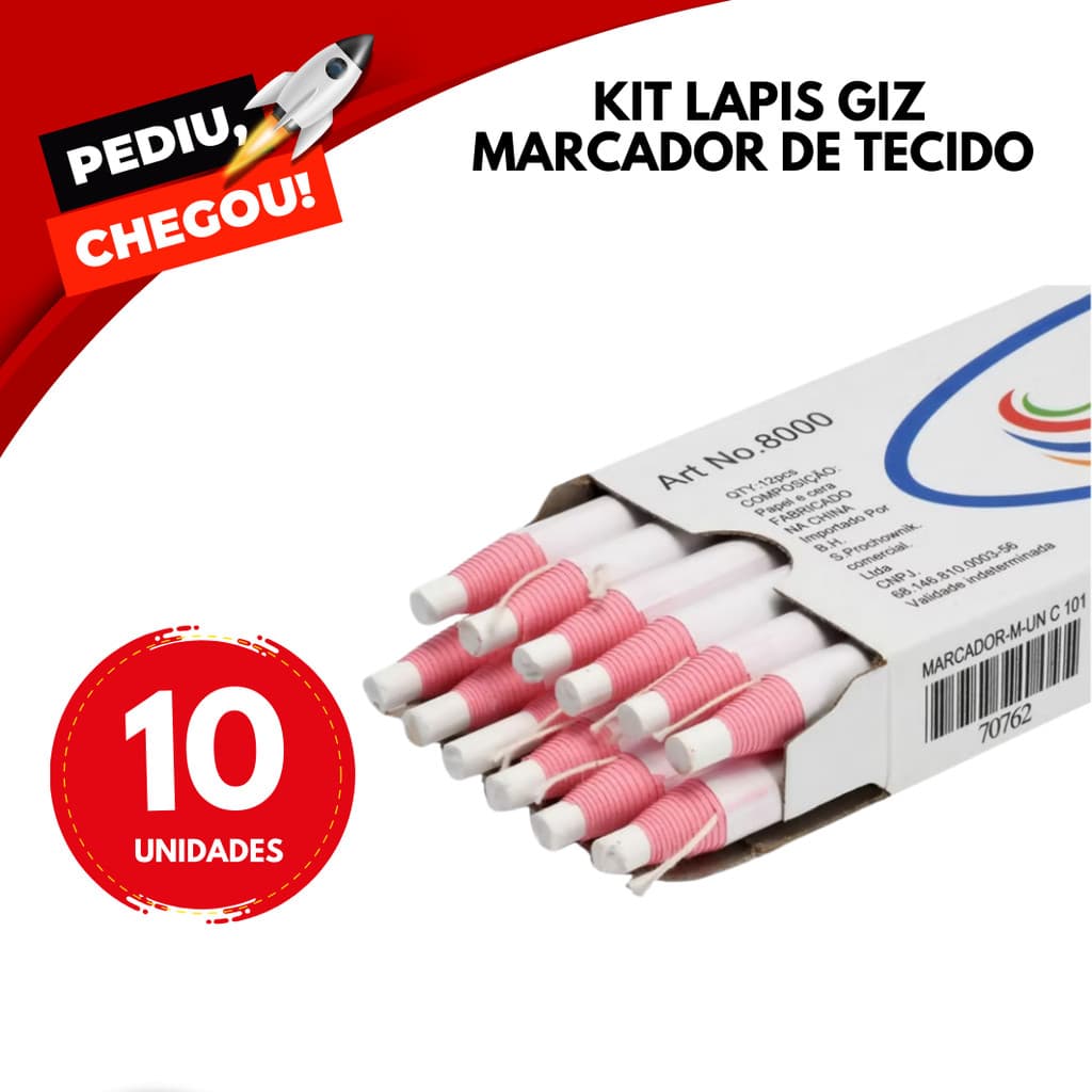 Kit Lapis Giz Marcador de Tecido Costura Modelagem Alfaiataria