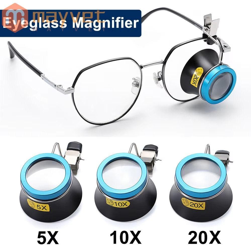MAYVET 1 Unidade De Lupa De Óculos , Lente De Ampliação Olho Com Clipe , Ocular Portátil 5X 10X 20X