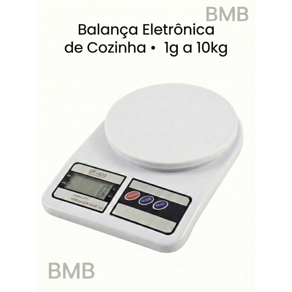 Balança Eletrônica de Cozinha - Alta Precisão 1g–10kg c/ Tara + Pilhas Inclusas