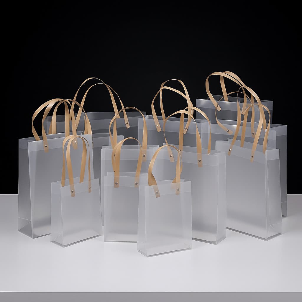 Kit 12 Sacolas de Plástico Transparente Fosco para presentes decoração lembrancinha