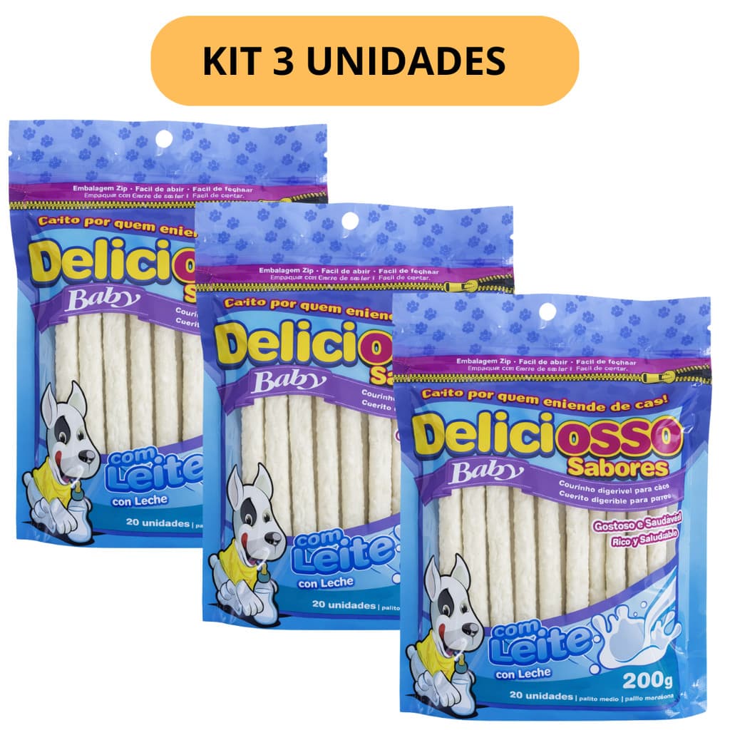 PETISCO PALITO OSSO DELICIOSSO BABY MEDIO 200G - KIT 3