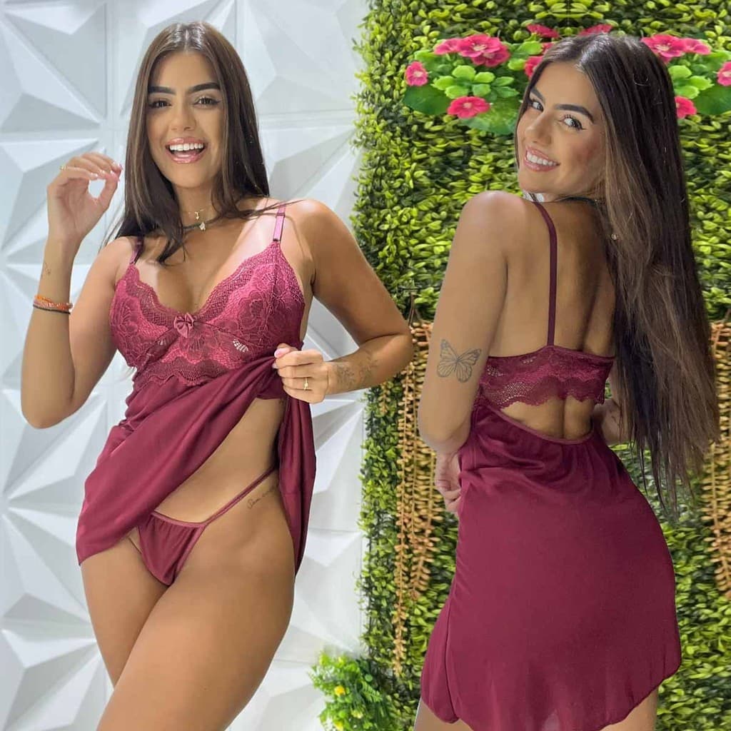 Kit Camisola Sexy Renda Camisola com Calcinha Feminina Lingerie Promoção