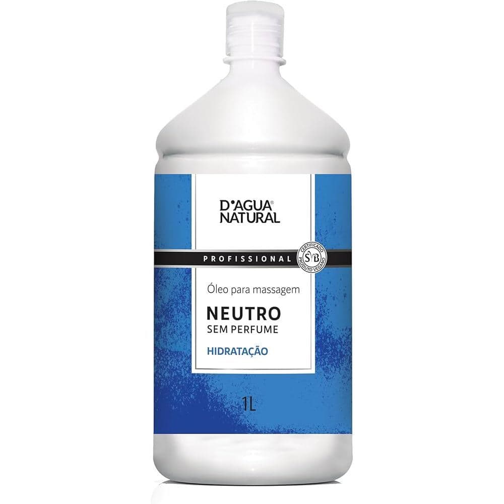 Óleo de Massagem Profissional Neutro Sem Perfume 1L D'agua Natural