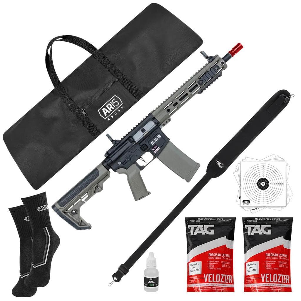 Kit Airsoft M4 6mm SA-F05 Flex AEG 380 FPS + Capa + Meia