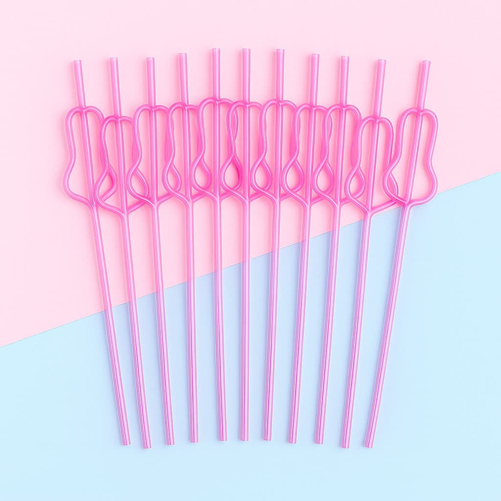 Canudo Despedida de Solteira Acrílico Rosa Erótico Pênis Pinto Festa Chá de Lingerie Pink Penis