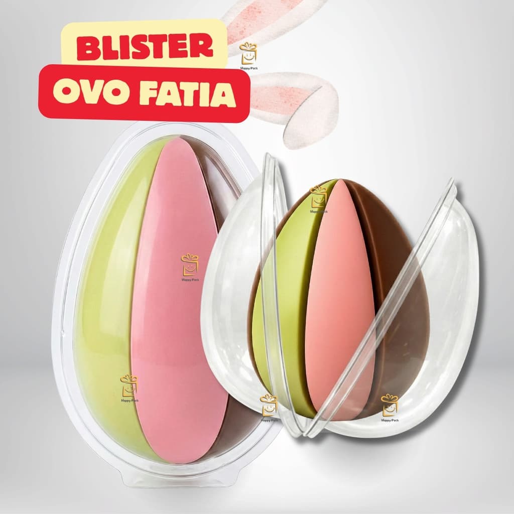Blister Ovo Fatia 250g Transparente Ovo de Páscoa Fatia Viral 2026 Kit 5 a 35 Unidades