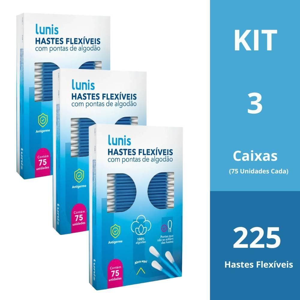 Hastes Flexiveis Lunis Kit com 225 Unidades