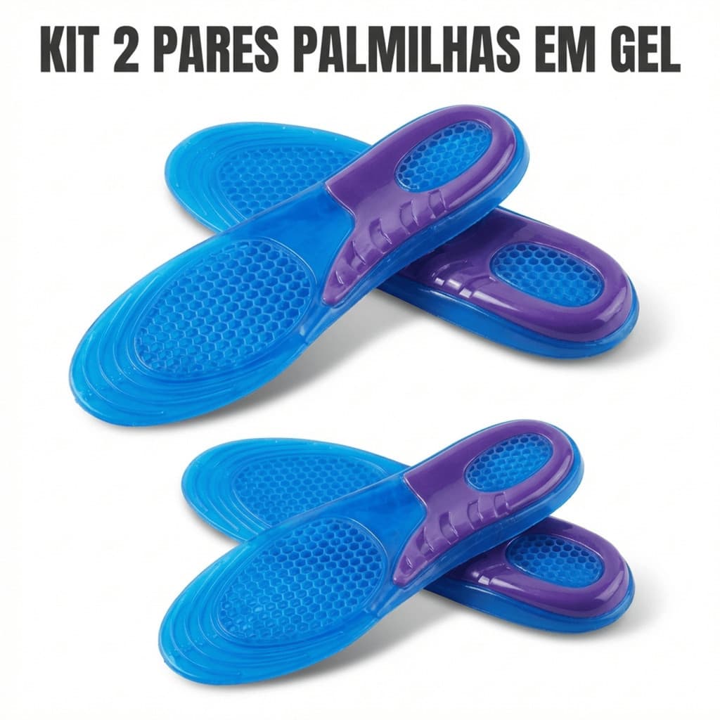 Kit com 2 Pares de Palmilha Ortopédica em Gel Para Várias Horas de Trabalho Alivia Dores Confortável
