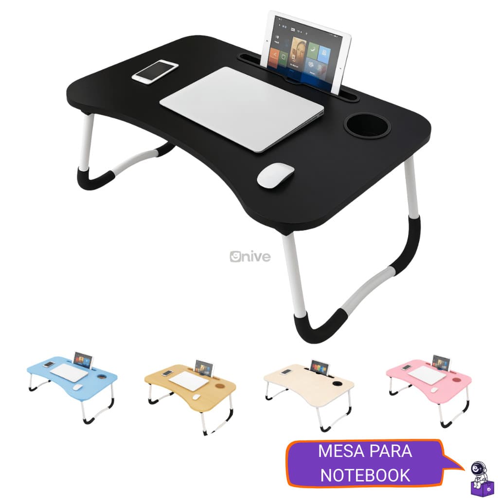 Mesa Portátil Para Notebook Com Pernas Dobráveis e Suporte para Copo Suporta até 20kg