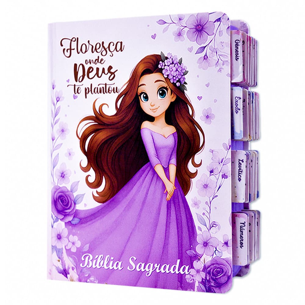 Bíblia Floresça Lilás | NVAA - João Ferreira de Almeida - c/ Abas Adesivas - Fullcolor - Fácil Leitura