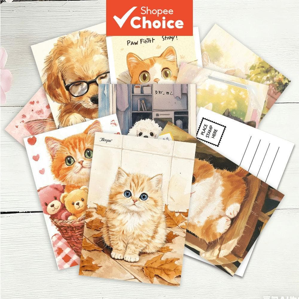 Cartões Postais De Animais Em Aquarela Pintados À Mão De Cura Fofa 32 Unidades , Cartão Grosso , Aniversário , Feriado ,