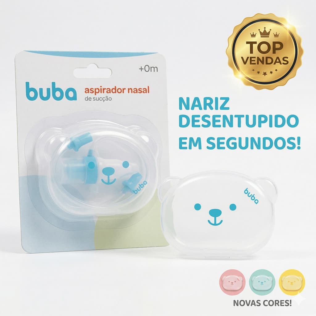 Aspirador Nasal Buba Infantil Com Ponta Com Estojo Sucção Com Ponta Original Buba