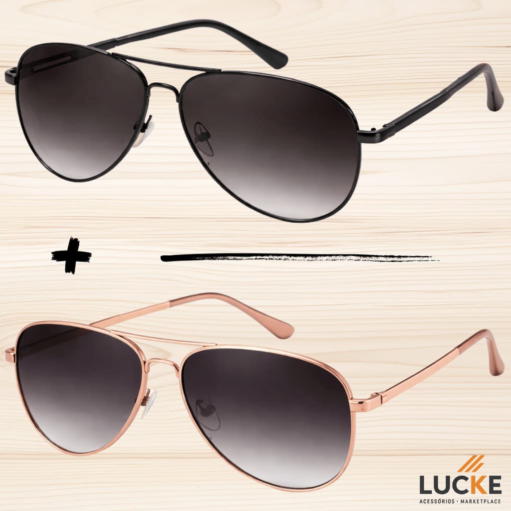 Kit 2 Óculos Aviador De Sol Clássico Unissex e Estiloso. | 100% Qualidade