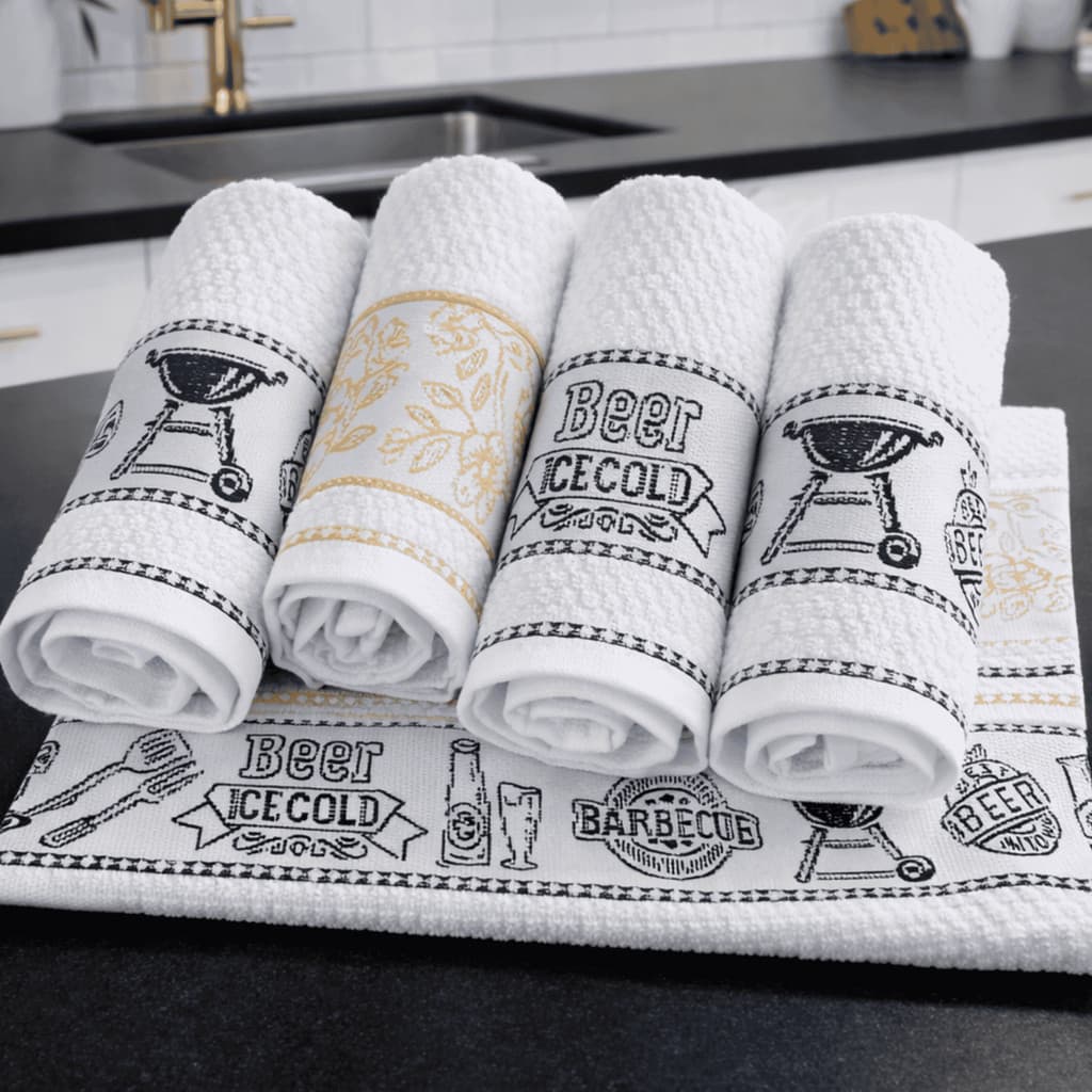 Kit 10 Pano Atoalhado Gourmet Copa Cozinha Prato 100% Algodão