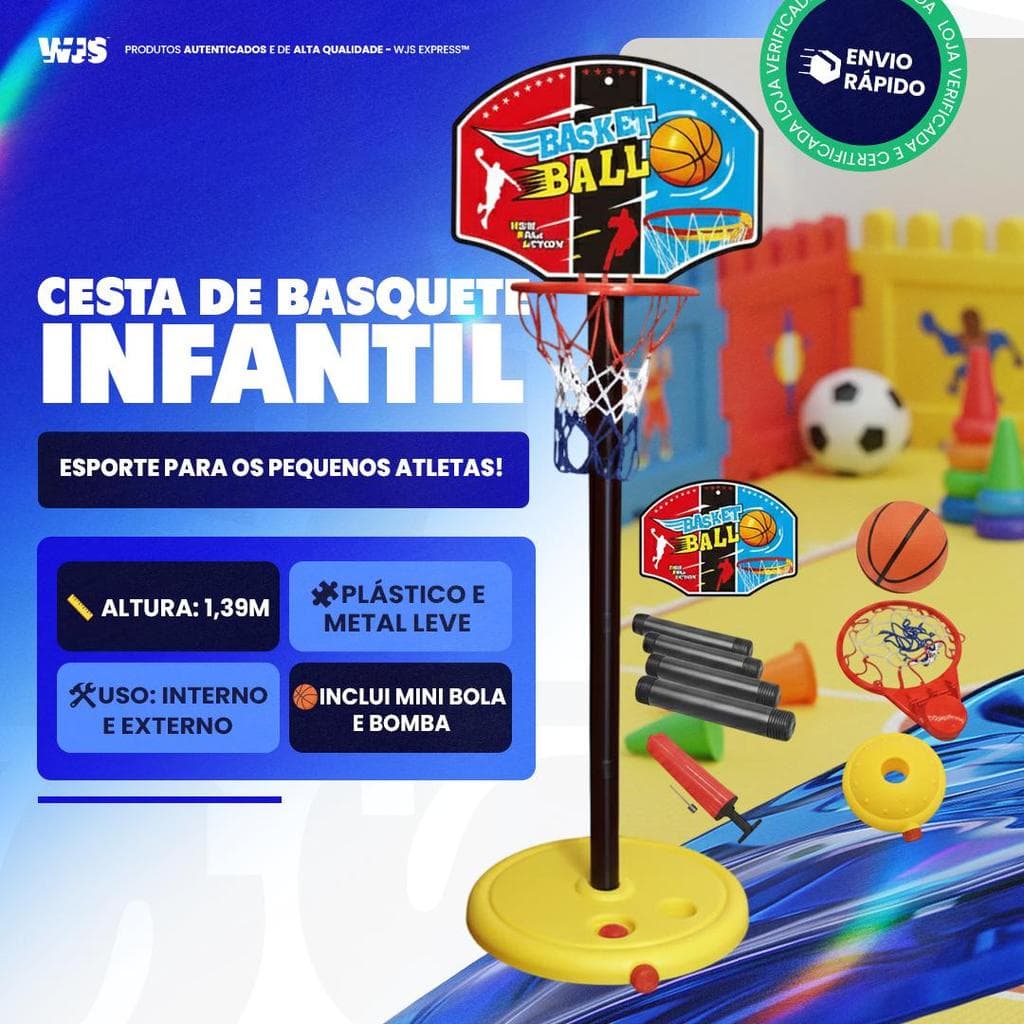 Basquete Infantil Cesta De Basquete jogo Com Bola Bomba De Ar Rede ARO Kit Tabela Basquete completo