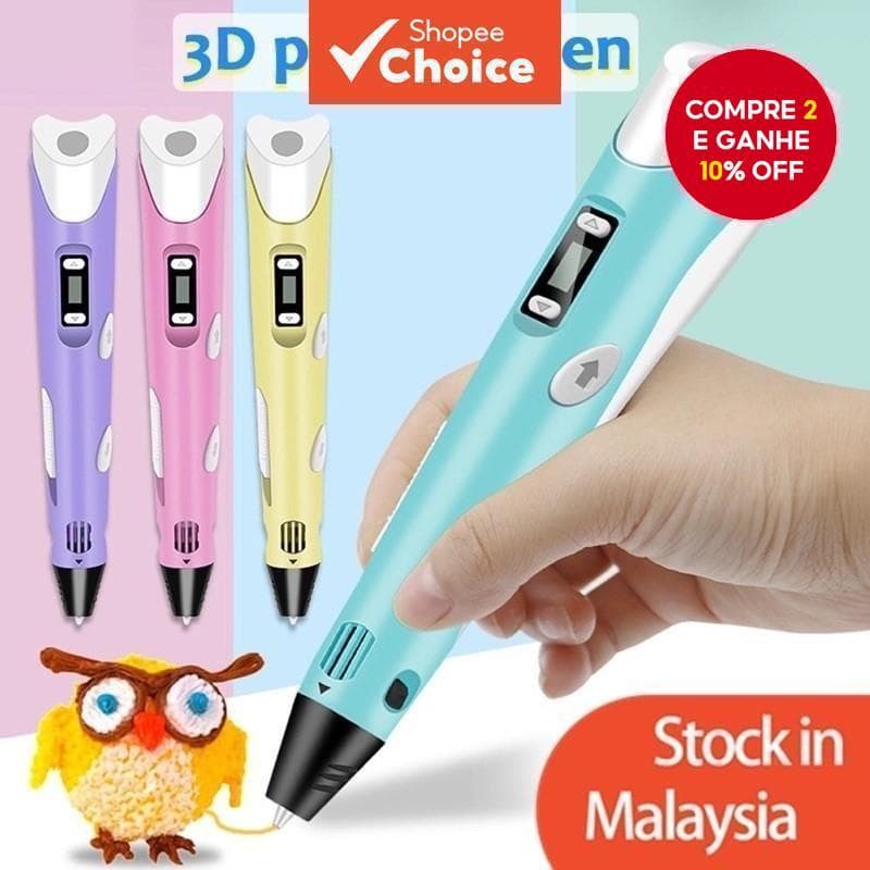 Caneta De Impressão Mágica 3D Grátis 10M DIY PLA Filamento Desenho Brinquedo Presente De Aniversário Criança