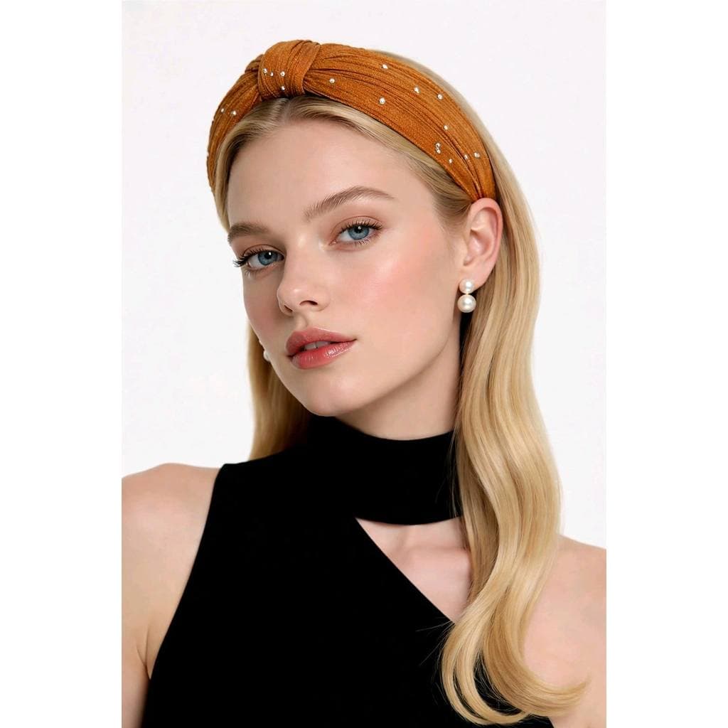 Tiara faixa de Cabelo Feminina tecido Com detalhe strass e nó Elegante