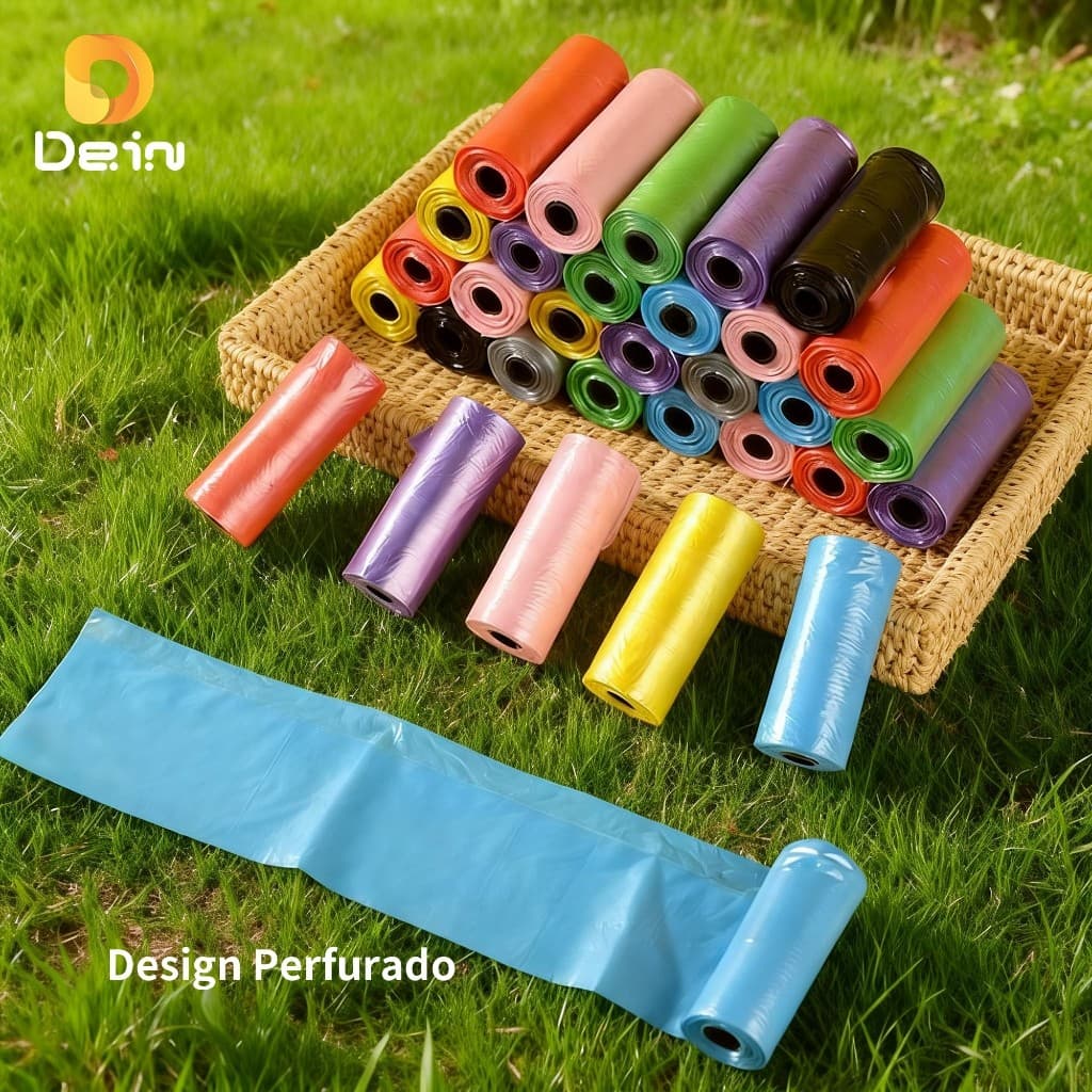 Saco Higiênico para Pets em Rolo 15 Sacolas Resistente Perfurado Portátil Cor Aleatória