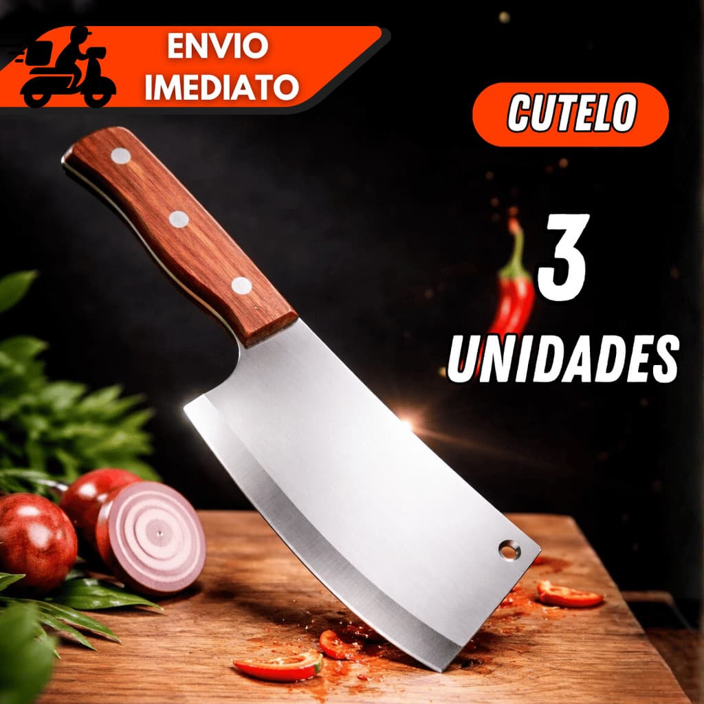Kit 1/2/3 Unidades Cutelo Cozinha Pesado Faca Açougueiro Profissional Para Cortar Osso e Carne