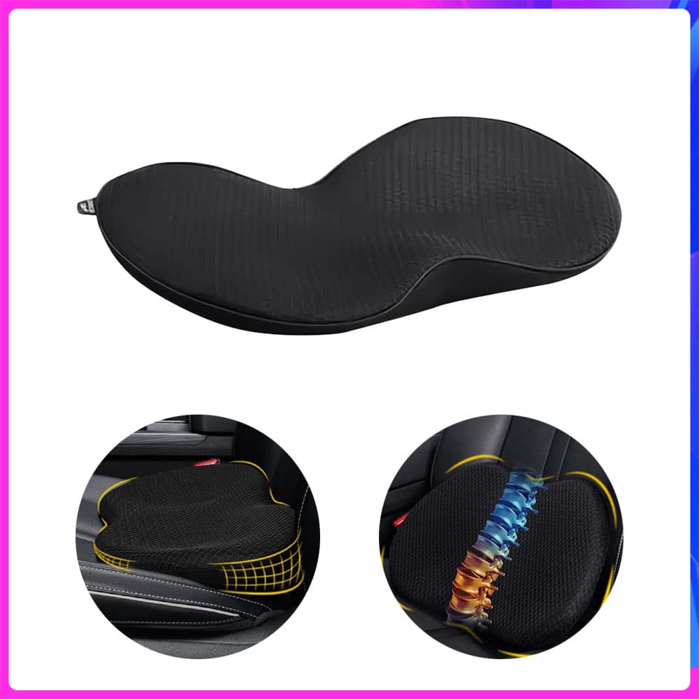 Almofada de Carro Anatômica com Suporte para as Costas - Conforto de Espuma Memória, Base Antiderrapante, 45x24.5x10cm