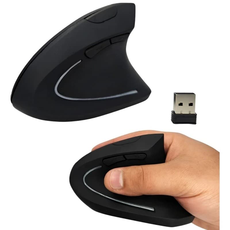 Mouse Ergonômico Vertical Sem Fio | Óptico Leve Alta Precisão 800/1200/1600 DPI, Confortável